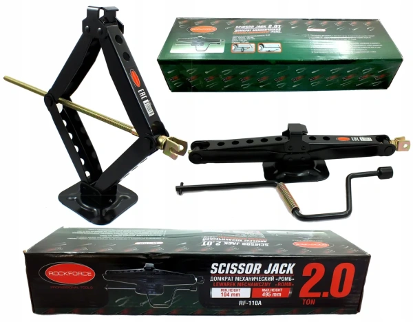 Домкрат механический ''ромб''2т с ручкой-воротком и головкой 19мм (h min 104мм, h max 495мм, L-535мм)