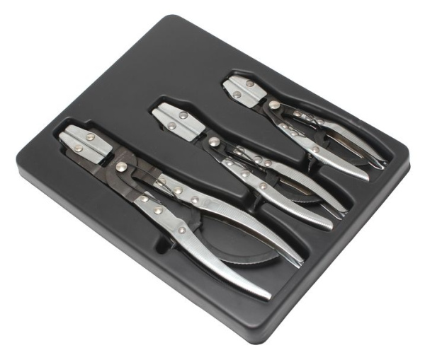 Комплект щипцов для пережатия шлангов и патрубков с фиксацией (200, 250, 300мм), 3пр.