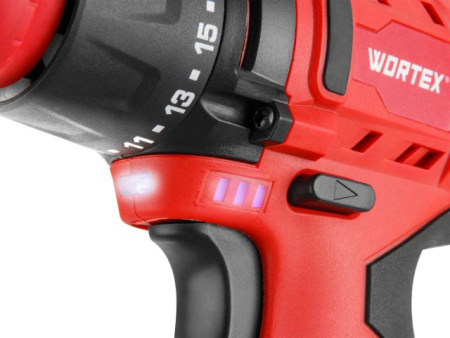 Аккум. дрель-шуруповерт WORTEX BD 1215 LiSET в чем. + 2 насадки, 12 В, 30 Н*м, 2х1.5 А*ч, БЗП 10 мм