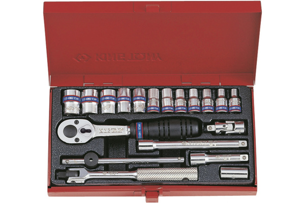 Набор торцевых головок с принадлежностями 1/4", двенадцатигранные, 4-13 мм, 19 предметов KING TONY 2021MR