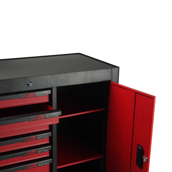 Тележка инструментальная красная с боковым ящиком JTC S1067 (7 секций)