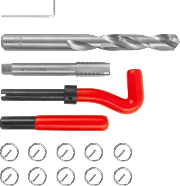 Набор для восстановления резьбы M14x1.5, 15 предметов Thorvik TRIS1415