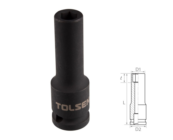 Головка торцевая ударная глубокая шестигранная 1/2" 9 мм TOLSEN TT18259