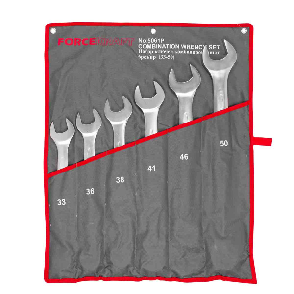 Набор ключей комбинированных 6пр (33,36,38,41,46,50мм), на полотне