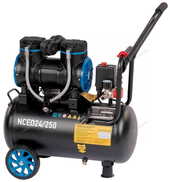 Компрессор безмасляный 220 В ресивер 24 л 250 л/мин NORDBERG NCEO24/250