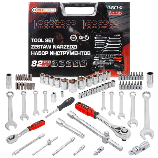 Набор инструментов 82пр. 1/2'',1/4''(6гр.)(4-32мм) Profi