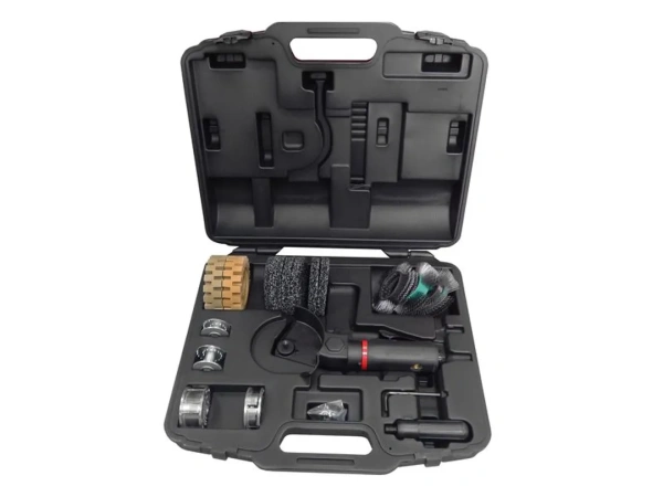 Пневмозачистная машинка угловая многофункциональная с набором насадок(3500об/мин, 110л/мин), в кейсе