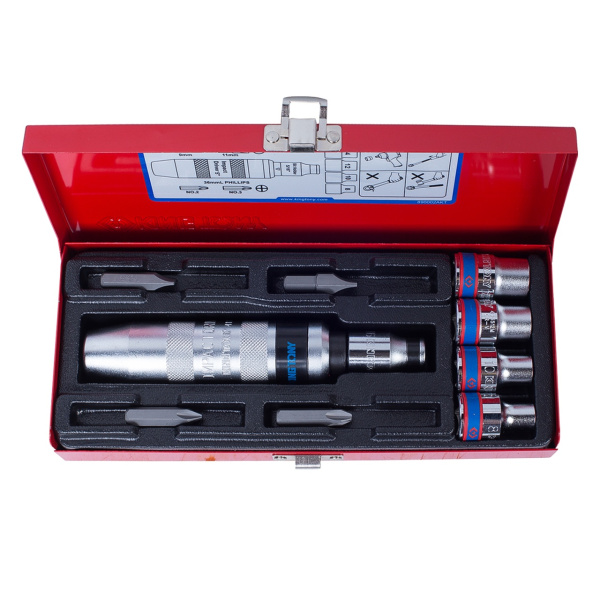 Отвертка ударная с битами и головками KING TONY 4505MR (5/16", 10 предметов)