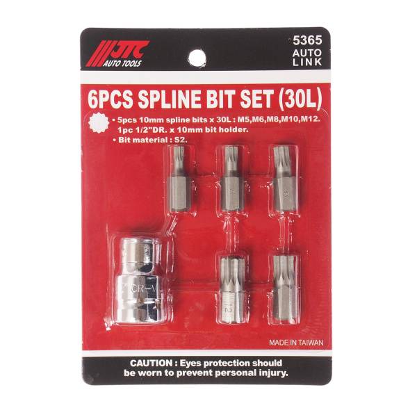 Набор бит с держателем JTC 5365 (1/2", SPLINE, М5-12, 6 предметов)