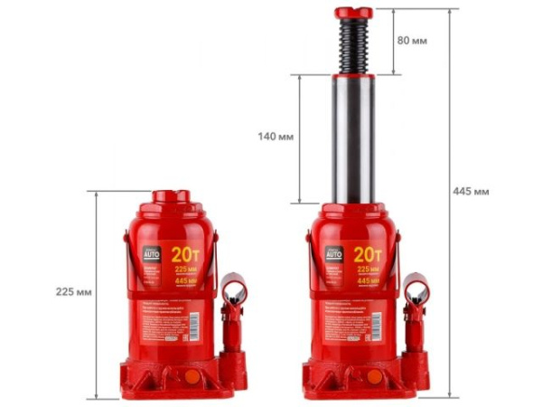Домкрат гидравлический 20т бутылочный 225-445мм STARTUL AUTO (ST8018-20)