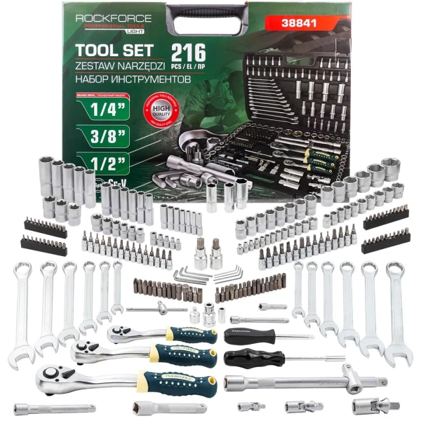 Набор инструментов 216пр. 1/4'', 3/8'', 1/2''(6гр.)