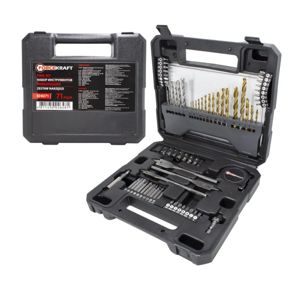 Набор инструментов 71пр(головки:4-10мм, биты, сверла),в кейсе