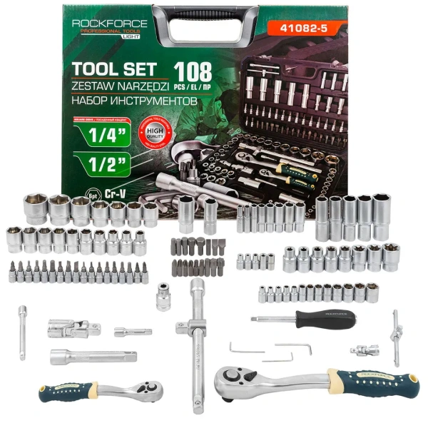 Набор инструментов 180пр. 1/4'', 3/8'', 1/2''(6гр.)