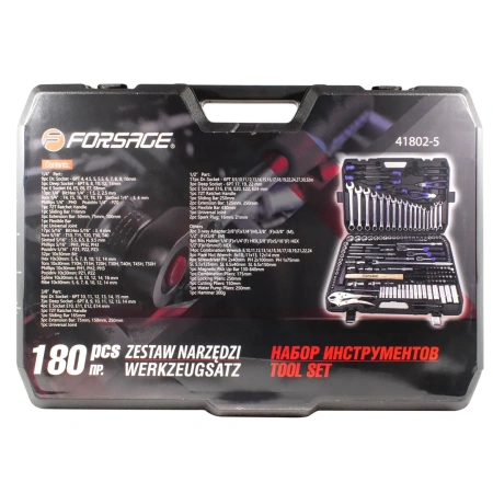 Набор инструментов 180пр. 1/4''3/8''1/2''(6гр.)(4-32мм)