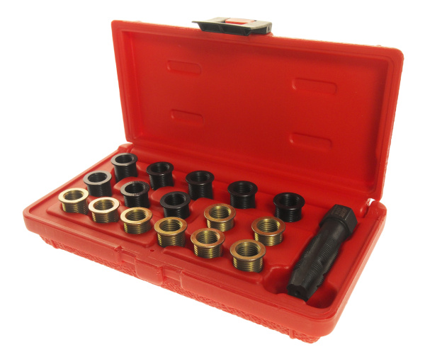 Набор инструментов для восстановления резьбы свечей зажигания JTC 4314 (втулки M12х1,25, L=12,7 мм, 19 мм, 16 шт.)