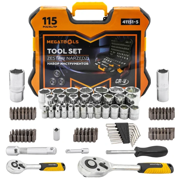 Набор инструментов 115пр. 1/4'', 1/2''(6гр.)