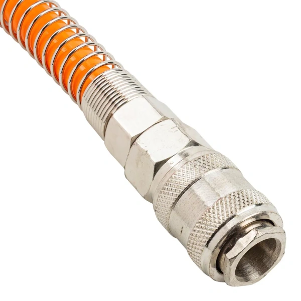 Шланг витой полиуретановый 8мм х 12мм х 10м с быстроразъемными наконечниками 1/4''(максимальное давление - 15bar, рабочая температура от -20 до +60 гр