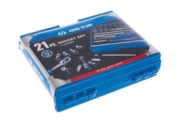 Набор торцевых головок с принадлежностями 1/4", шестигранные, 4-14 мм, 21 предмет KING TONY 2524MRV