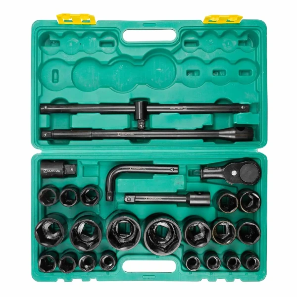 Набор инструментов, 26пр. 6гр, 3/4''(21,22,23,24,26,27,28,29,30,31,32,34,36,38,41,46,50) 1''(55,60,65), в пласт.кейсе