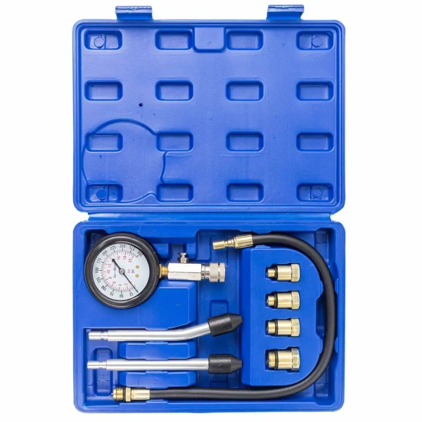 Индикатор компрессии бензинового двигателя Profi 8пр.(0-21Bar, М10, М12, М14, М18 + 2 жестких прижимных адаптера-переходника) , в кейсе