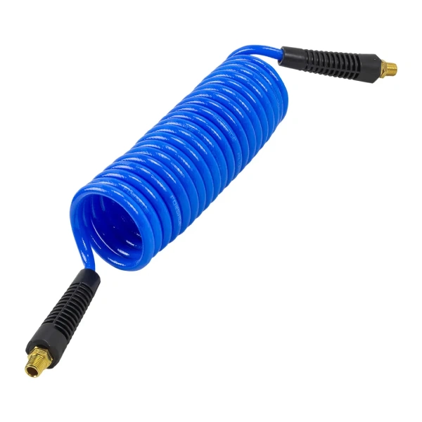 Шланг витой полиуретановый 6.5мм х 10мм х 5м с резьбовыми наконечниками 1/4''(max давление 15бар, раб. t от -20 до +60°С)