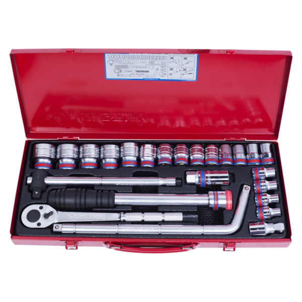 Набор торцевых головок с принадлежностями 1/2", шестигранные, 5/16"-1&1/4", 24 предмета KING TONY 4533SR