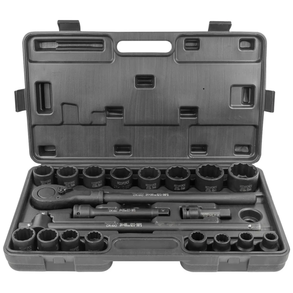 Набор инструментов ударных 21пр.,3/4''(12-гран)(17-50мм),в кейсе