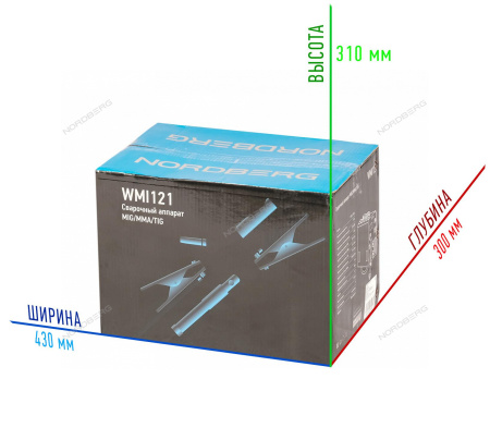 Аппарат сварочный инверторный MIG/TIG/MMA NORDBERG WMI121 (220 В)