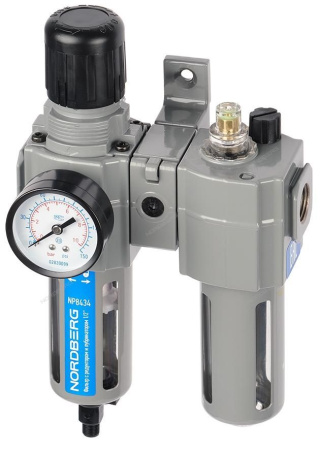 Фильтр воздушный с редуктором и лубрикатором PRO, 1/2" NORDBERG NP8434