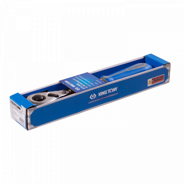 Трещотка KING TONY 4773-10GS, 1/2", 250 мм, 90 зубцов, флажковая с кнопкой