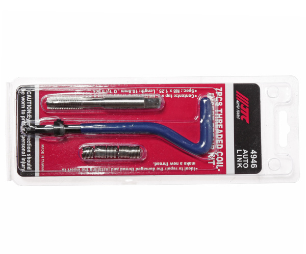 Набор инструментов для восстановления резьбы JTC 4946 (вставки М8х1,25 мм, L=10,8 мм, 5 шт., 7 предметов)