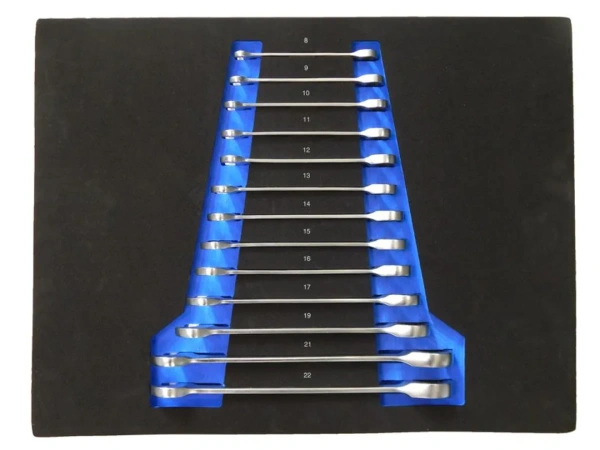 Ключи комбинированные трещоточные, набор 13пр. (8-19, 21 22мм) в ложементе