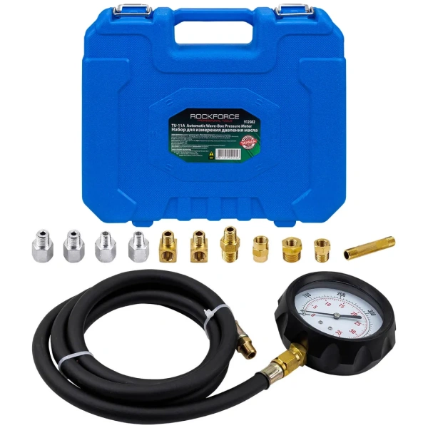 Тестер давления масла в наборе с резьбовыми адаптерами 12пр., (0-28bar), в кейсе
