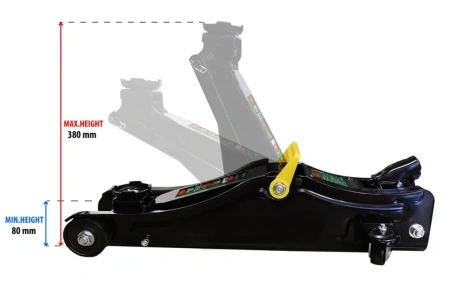 Домкрат подкатной гидравлический 2 т с низким подхватом (h min 80мм, h max 380мм)