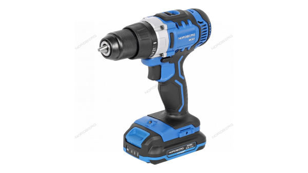 Шуруповерт аккумуляторный NORDBERG NE105K (макс. Ø сверла 13 мм, 20 В, 50 Нм, с 2 аккумуляторами и зарядным устройством)