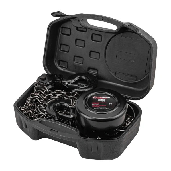 Лебедка механическая подвесная с фиксацией цепи натяжения, 2т (длина цепи - 2.5м) в кейсе