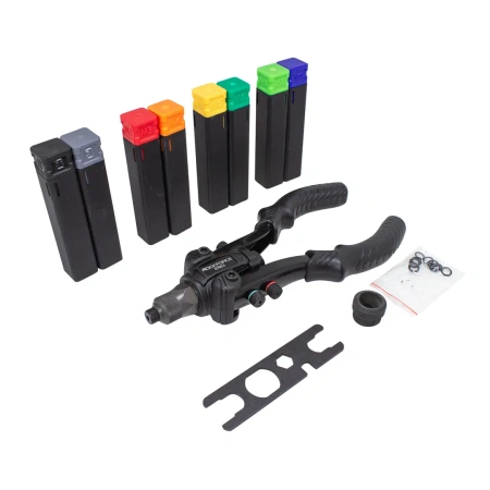 Заклепочник механический двуручный 2в1''Profi''(L-260мм, вытяжные:2.4, 3.2, 4.0, 4.8, 6.4мм, резьбовые заклепки:М3,М4,М5,М6,М8,М10), в кейсе