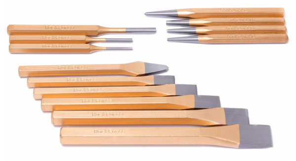 Набор зубил и выколоток, 13пр.(зубила:22х205,19х190,16х175,12.7х160, 11х145, 6х150мм,выколотки:6х150,5х125,4х125-2шт,3х125-2шт,керно:150мм)в блистере