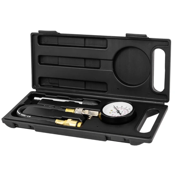 Индикатор компрессии бензинового двигателя Profi (0-21Bar, М14, М18 + жесткий прижимной адаптер-переходник) 3пр., в кейсе