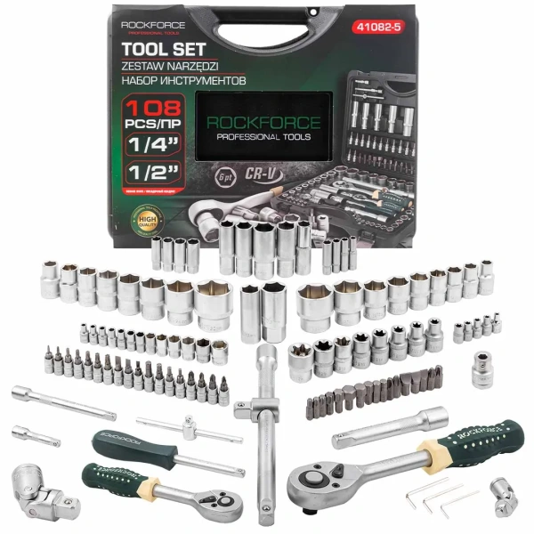 Набор инструментов 108пр. 1/4'',1/2''(6гр.)(4-32мм)