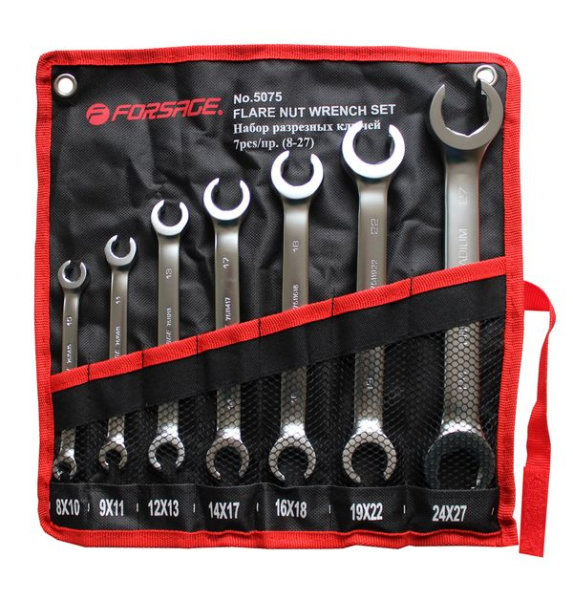 Набор ключей разрезных 7пр(8х10,9х11,12х13,14х17,16х18,19х22,24х27мм),на полотне