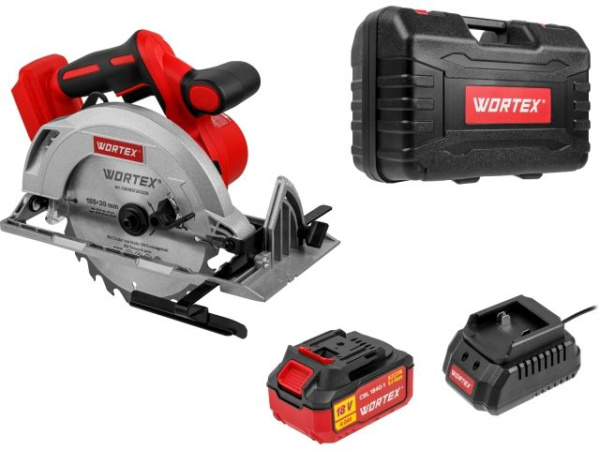 Аккум. циркулярная пила WORTEX CCS 1819-1 в чем. ALL1 XLT SET БЕСЩЕТ., 18 В, 185 мм, до 63 мм