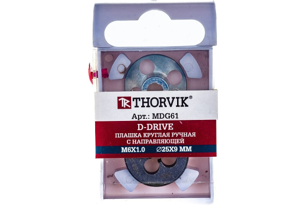 Плашка D-DRIVE MDG61 круглая ручная с направляющей в наборе М6х1.0, HSS, Ф25х9 мм