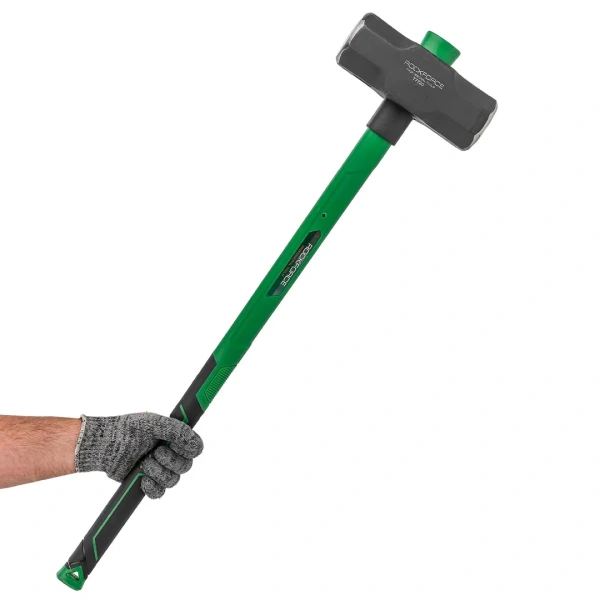 Кувалда с фиберглассовой ручкой и резиновой противоскользящей накладкой (9000г,L ручки-800мм)