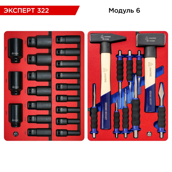 Набор инструментов ЭКСПЕРТ 322 в тележке МАСТАК 52-07322B (323 предмета)