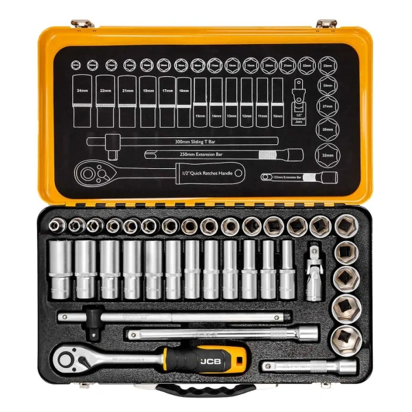 Набор инструментов 36пр. 1/2''(6гр.) (8-32мм, Cr-V), в металлическом кейсе