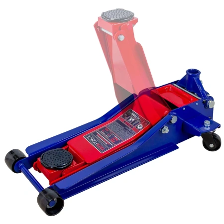 Домкрат подкатной гидравлический низкопрофильный двухпоршневой с резиновой накладкой 3т (h min 75мм, h max 505мм)