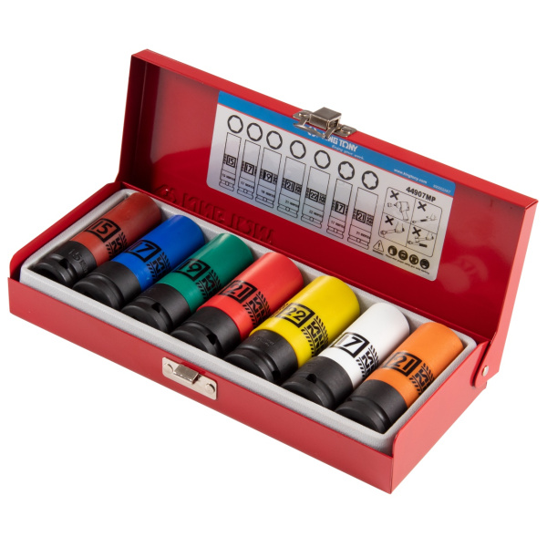 Набор глубоких ударных торцевых головок 1/2" шестигранные 15-22 мм 7 предметов KING TONY 44907MP