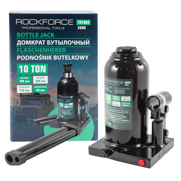 Домкрат бутылочный 10т с клапаном (высота подхвата-190мм, высота подъема-360мм)