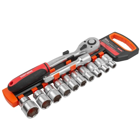 Набор инструментов, головки с трещоткой и удлинителем, набор 12пр., 1/2''(10-15, 17, 19, 21, 24мм.)